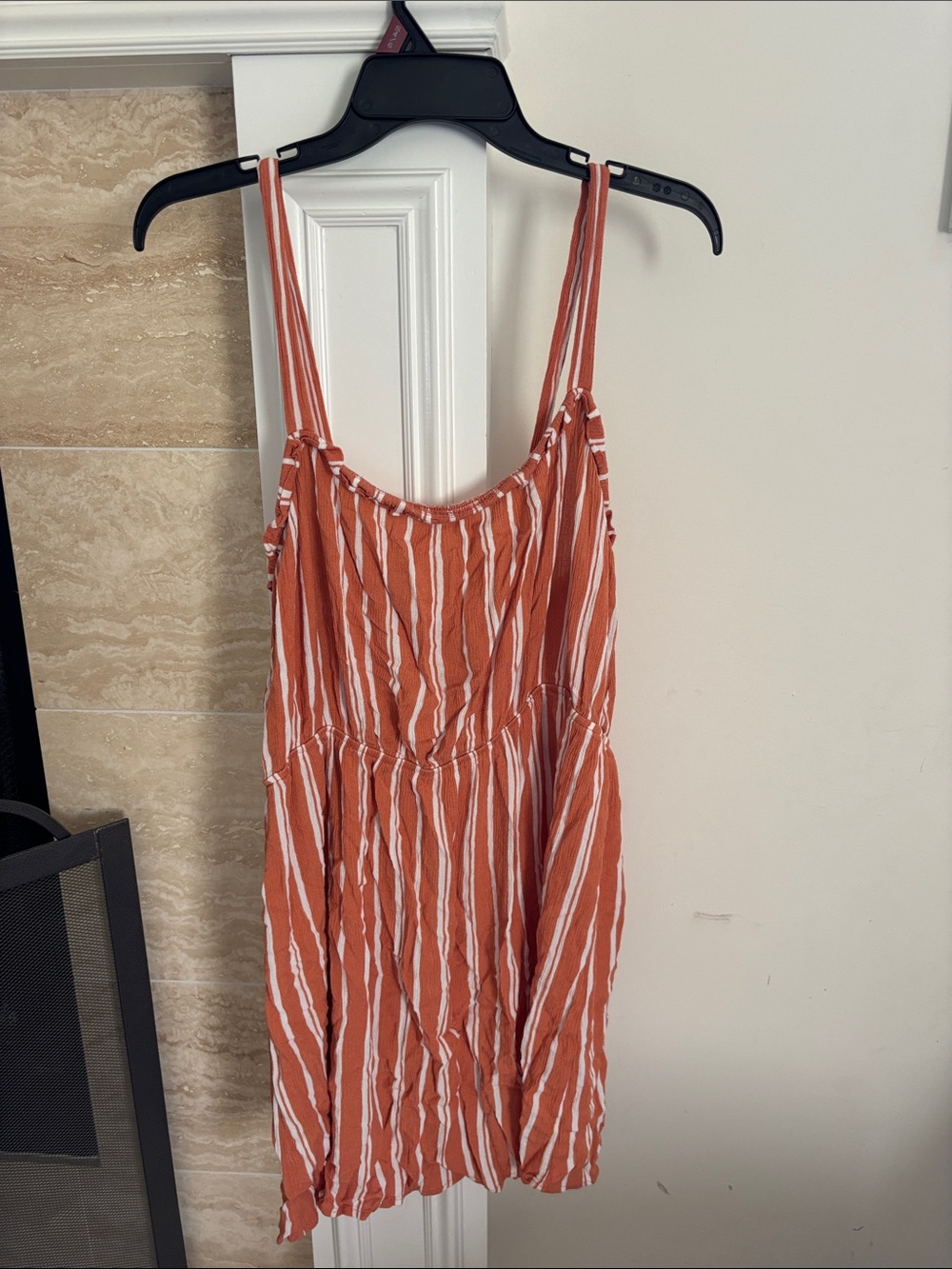 Striped Rust Midi Sundress with Adjustable Straps